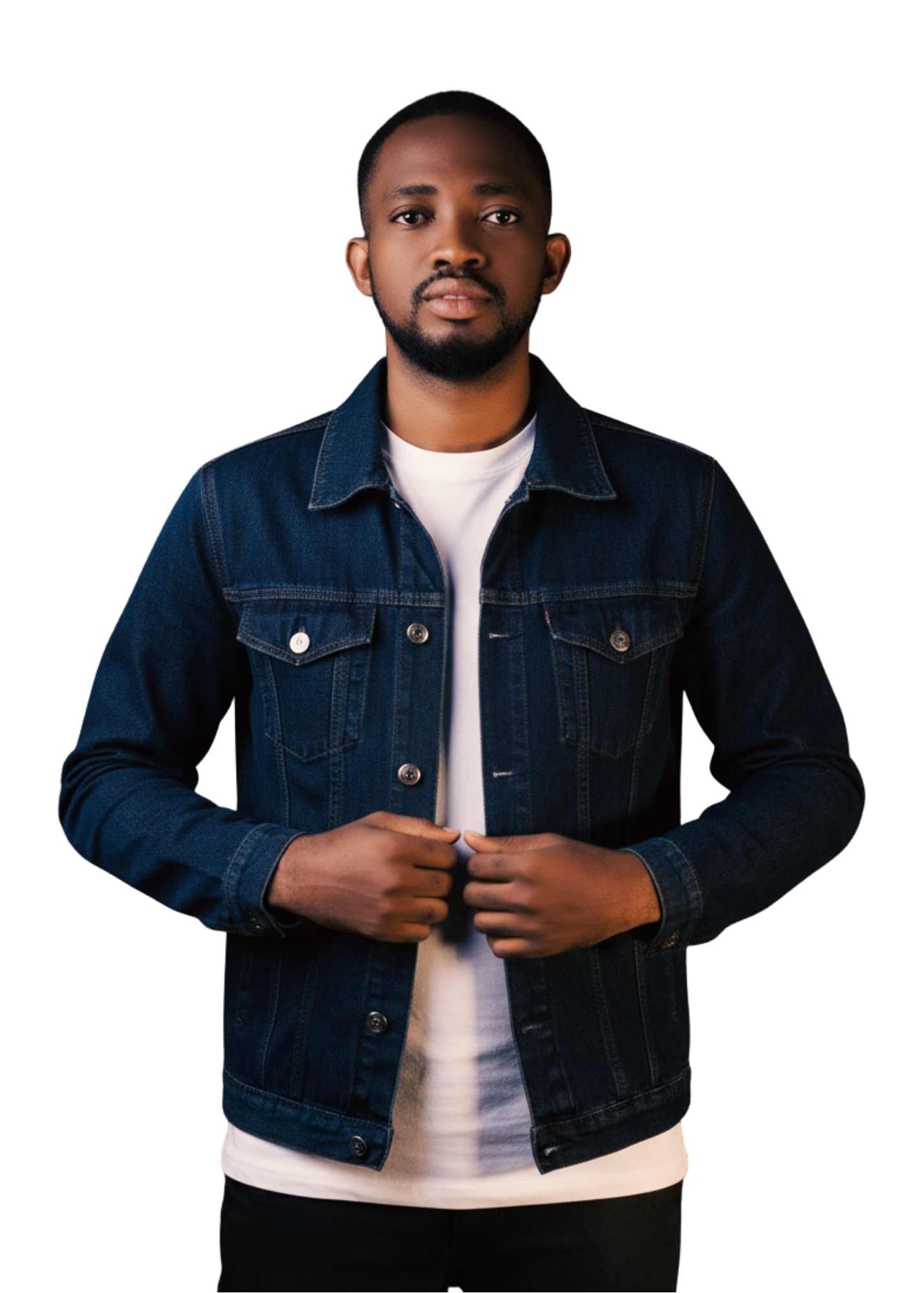 Azasoo Andrew wearing a denim jacket